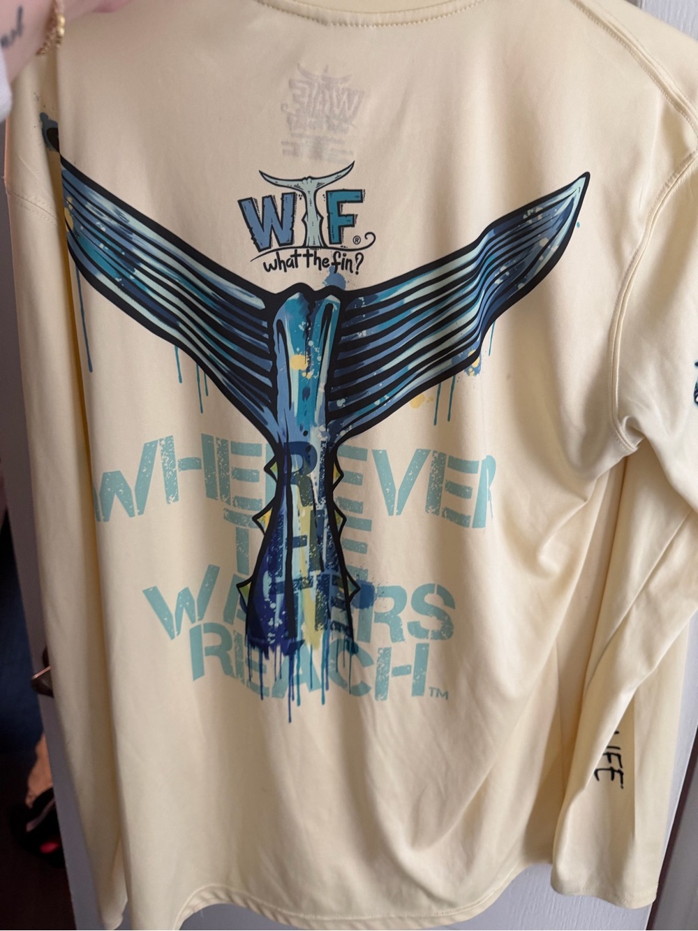 What The Fin? Long Sleeve performance Tee in Yellow - Picture 6 of 6